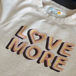 Cream 'Love More' Sweatshirt C & C California L NEW Retro Boho Vibe 70's Pink